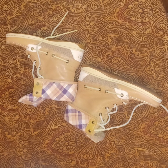 NEW Sperry top sider Ladyfish fold down women's boot size 7 plaid interior - Picture 2 of 8